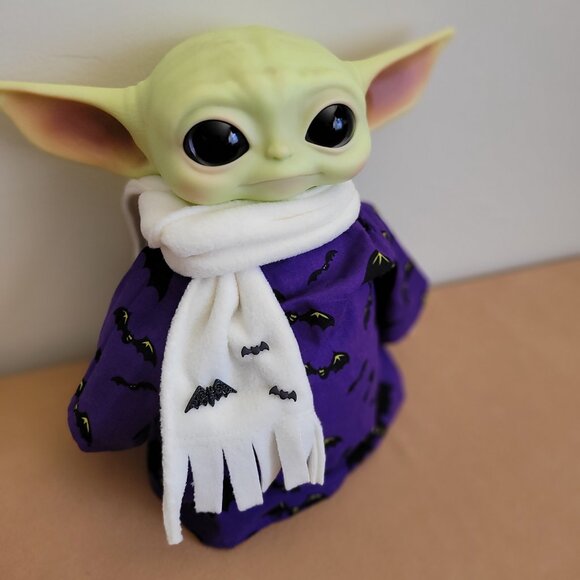 Spooky Bats 2pc Halloween Outfit/scarf set for 11" Mattel Child Grogu Yoda dolls - Picture 2 of 8